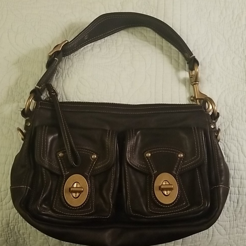 COACH LEGACY VACHETTA BLACK LEATHER SHOULDER BAG